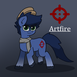 Size: 1700x1700 | Tagged: safe, artist:deltarum, imported from derpibooru, oc, oc only, oc:artfire, earth pony, clothes, earth pony oc, hat, scarf