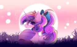 Size: 3600x2200 | Tagged: safe, artist:liquorice_sweet, imported from derpibooru, princess cadance, alicorn, pony, bow, chest fluff, ear fluff, female, hair bow, looking at you, smiling, smiling at you, solo