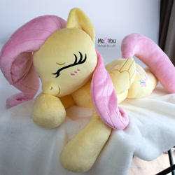 Size: 1600x1601 | Tagged: safe, artist:meplushyou, imported from derpibooru, fluttershy, pony, cute, irl, lying down, photo, plushie, prone, shyabetes, sleeping, solo