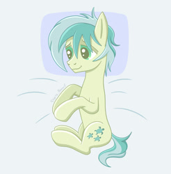 Size: 1063x1080 | Tagged: safe, artist:dariasound, imported from derpibooru, sandbar, earth pony, pony, bed, laying on bed, lying down, lying on bed, male, on bed, solo