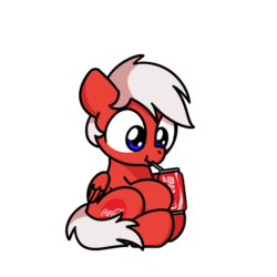Size: 1000x1000 | Tagged: safe, artist:sugar morning, imported from derpibooru, part of a set, oc, oc only, oc:coke, pegasus, pony, animated, chibi, coca-cola, commission, conk, cute, daaaaaaaaaaaw, drinking, frame by frame, gif, male, ocbetes, simple background, sitting, solo, stallion, sugar morning's snacc and drincc, transparent background, ych result