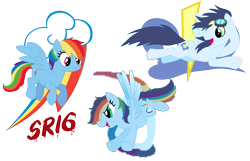 Size: 1146x738 | Tagged: safe, artist:mamabird94, artist:selenaede, imported from derpibooru, rainbow dash, soarin', oc, oc:rain, pegasus, pony, base used, cutie mark, deviantart watermark, family, female, flying, goggles, male, mare, obtrusive watermark, offspring, parent:rainbow dash, parent:soarin', parents:soarindash, shipping, simple background, soarindash, stallion, straight, transparent background, watermark