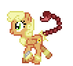 Size: 106x96 | Tagged: safe, artist:amgiwolf, imported from derpibooru, oc, oc only, oc:eagle tale, earth pony, hybrid, pony, animated, earth pony oc, eyelashes, female, gif, mare, pixel art, scorpion tail, simple background, smiling, solo, sprite, transparent background, walking, wristband