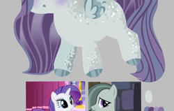 Size: 400x255 | Tagged: safe, artist:caramelbolt24, imported from derpibooru, screencap, marble pie, rarity, oc, earth pony, pegasus, pony, unicorn, abstract background, ear fluff, eyelashes, hoof polish, horn, magical lesbian spawn, offspring, parent:marble pie, parent:rarity, pegasus oc, screencap reference, signature, wings