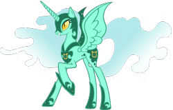 Size: 1600x1024 | Tagged: dead source, safe, artist:doctorxfizzle, imported from derpibooru, lyra heartstrings, nightmare moon, alicorn, pony, race swap, recolor, simple background, solo, transparent background