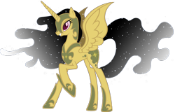 Size: 1600x1024 | Tagged: dead source, safe, artist:doctorxfizzle, imported from derpibooru, daring do, nightmare moon, alicorn, pony, nightmare daring do, race swap, recolor, simple background, solo, transparent background