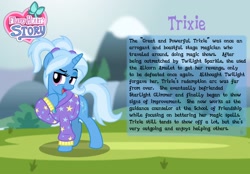 Size: 3014x2102 | Tagged: safe, artist:aleximusprime, imported from derpibooru, trixie, pony, unicorn, flurry heart's story, alternate hairstyle, babysitter trixie, clothes, glasses, hoodie, open mouth, solo