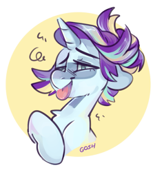 Size: 685x729 | Tagged: safe, artist:goshhhh, imported from derpibooru, oc, oc only, pony, unicorn, bust, solo, tongue out