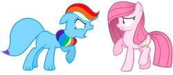 Size: 3293x1431 | Tagged: safe, artist:muhammad yunus, artist:tanahgrogot, imported from derpibooru, oc, oc only, oc:annisa trihapsari, oc:rainbow eevee, earth pony, eevee, pony, angry, base used, earth pony oc, female, floppy ears, gritted teeth, mare, not pinkamena, not rainbow dash, pink body, pink hair, pokémon, rude, simple background, transparent background, vector, wide eyes