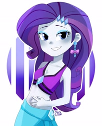 Size: 2096x2572 | Tagged: safe, artist:morusae, imported from derpibooru, rarity, human, equestria girls, equestria girls series, forgotten friendship, belly button, blushing, clothes, female, fetish, navel fetish, navel play, sarong, solo, swimsuit