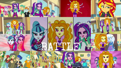 Size: 1280x722 | Tagged: safe, edit, edited screencap, editor:quoterific, imported from derpibooru, screencap, adagio dazzle, apple bloom, aqua blossom, aria blaze, blueberry cake, brawly beats, bright idea, curly winds, dj pon-3, flash sentry, golden hazel, microchips, mystery mint, nolan north, normal norman, octavia melody, rose heart, sandalwood, scootaloo, scott green, snails, snips, some blue guy, sonata dusk, sophisticata, starlight, starshine, sunset shimmer, sweet leaf, sweetie belle, trixie, valhallen, vinyl scratch, watermelody, human, equestria girls, rainbow rocks, angry, battle of the bands, cafeteria, cutie mark crusaders, duo, duo female, eyes closed, female, gem, gritted teeth, male, open mouth, siren gem, sitting, teeth, the dazzlings, thumbs down, trio, trio female