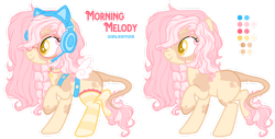 Size: 1600x815 | Tagged: safe, artist:sugarplanets, imported from derpibooru, oc, oc only, oc:morning melody, earth pony, pony, clothes, female, glasses, headphones, mare, socks, solo