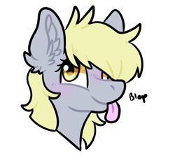 Size: 743x685 | Tagged: safe, artist:yourpennypal, imported from derpibooru, derpy hooves, pegasus, pony, :p, blushing, bust, cute, derpabetes, ear fluff, female, looking at you, portrait, raspberry, simple background, solo, tongue out, transparent background