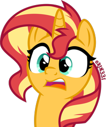 Size: 3347x4000 | Tagged: safe, artist:orin331, imported from derpibooru, sunset shimmer, pony, unicorn, absurd resolution, bust, female, gasp, high res, mare, open mouth, shocked, shocked expression, simple background, solo, surprised, transparent background