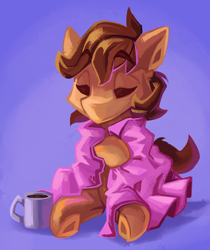 Size: 1538x1831 | Tagged: safe, artist:saxopi, imported from derpibooru, oc, oc:lapsus, earth pony, pony, blanket, coffee