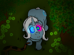 Size: 1024x768 | Tagged: safe, artist:colorrings, imported from derpibooru, trixie, pony, snake, unicorn, hypnosis, hypnotized, kaa eyes, mind control