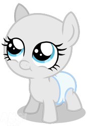 Size: 584x850 | Tagged: safe, artist:amgiwolf, imported from derpibooru, oc, oc only, earth pony, pony, baby, baby pony, bald, base, diaper, earth pony oc, eyelashes, female, filly, looking up, simple background, solo, transparent background