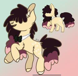 Size: 1724x1668 | Tagged: safe, artist:caramelbolt24, imported from derpibooru, oc, oc only, earth pony, pony, abstract background, bowtie, colored hooves, duo, ear fluff, earth pony oc, eyes closed, hair over eyes, raised hoof, rearing, signature