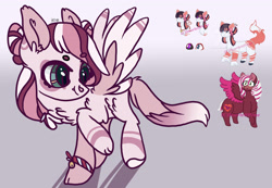 Size: 2346x1628 | Tagged: safe, artist:caramelbolt24, imported from derpibooru, oc, oc only, pegasus, pony, chest fluff, female, fusion, gradient background, looking back, mare, pegasus oc, smiling, two toned wings, wings