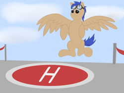 Size: 2000x1500 | Tagged: safe, artist:aklesswift, imported from derpibooru, oc, oc only, pegasus, day, daytime, flying, goggles, landing, male, pegasus oc, platform, sky, wings