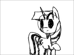 Size: 800x600 | Tagged: artist needed, safe, twilight sparkle, pony, unicorn, monochrome, simple background, sketch, unicorn twilight