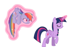 Size: 3031x1978 | Tagged: safe, artist:abion47, imported from derpibooru, rainbow dash, twilight sparkle, alicorn, pegasus, pony, .ai available, .svg available, duo, duo female, eyes closed, female, floating, glowing horn, holding a pony, horn, magic, magic aura, simple background, transparent background, trotting, twilight is not amused, twilight sparkle (alicorn), twilight sparkle is not amused, unamused, vector