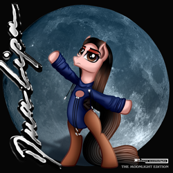 Size: 1500x1500 | Tagged: safe, artist:aldobronyjdc, imported from derpibooru, earth pony, pony, album cover, arms wide open, clothes, digital art, dua lipa, female, future nostalgia, looking at you, moon, ponified, ponified album cover, simple background, solo, solo female, standing up