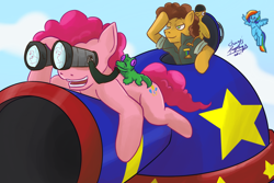 Size: 1772x1181 | Tagged: safe, artist:shacy's pagelings, imported from derpibooru, boneless, cheese sandwich, fluttershy, gummy, pinkie pie, earth pony, pegasus, pony, cheesepie, female, male, party tank, shipping, straight