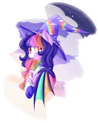 Size: 1280x1599 | Tagged: safe, artist:aledera, imported from derpibooru, oc, oc only, oc:twilight twinkle, bat pony, pony, bust, female, hat, mare, portrait, simple background, solo, tongue out, transparent background, witch hat