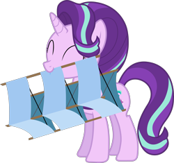 Size: 6385x5995 | Tagged: safe, artist:uigsyvigvusy, imported from derpibooru, starlight glimmer, pony, unicorn, absurd resolution, cute, eyes closed, female, glimmerbetes, kite, mare, mouth hold, simple background, solo, standing, that pony sure does love kites, transparent background, vector