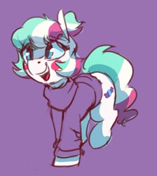 Size: 859x957 | Tagged: safe, artist:anticular, imported from derpibooru, oc, oc only, oc:cotton sweets, earth pony, pony, clothes, solo, sweater