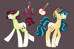 Size: 2250x1500 | Tagged: safe, artist:crayoncreates, imported from derpibooru, oc, oc only, oc:cortland apple, oc:jazz apple, earth pony, pony, brothers, duo, magical lesbian spawn, male, offspring, parent:applejack, parent:coloratura, parents:rarajack, siblings