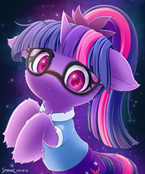 Size: 2000x2400 | Tagged: safe, artist:symbianl, imported from derpibooru, sci-twi, twilight sparkle, pony, unicorn, equestria girls, :3, clothes, cute, equestria girls outfit, equestria girls ponified, female, floppy ears, glasses, looking at you, ponified, solo, twiabetes, unicorn sci-twi, unshorn fetlocks, wavy mouth