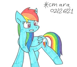 Size: 998x866 | Tagged: safe, artist:cmara, imported from derpibooru, rainbow dash, pegasus, pony, female, gritted teeth, mare, simple background, solo, traditional art, white background