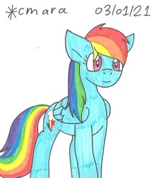 Size: 816x916 | Tagged: safe, artist:cmara, imported from derpibooru, rainbow dash, pegasus, pony, female, mare, simple background, solo, traditional art, white background