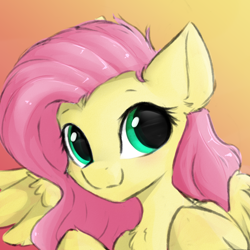 Size: 1120x1120 | Tagged: safe, artist:d.w.h.cn, imported from derpibooru, fluttershy, pegasus, pony, bust, chest fluff, cute, daaaaaaaaaaaw, female, looking at you, mare, portrait, shyabetes, smiling, solo, three quarter view, wings