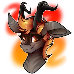 Size: 1000x1000 | Tagged: safe, artist:moshi.poni, imported from derpibooru, oc, oc only, deer, deer pony, original species, pony, abstract background, antlers, bust, eyelashes, smiling, solo