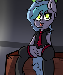 Size: 771x912 | Tagged: safe, artist:lazerblues, imported from derpibooru, oc, oc:papercut, earth pony, clothes, necktie, pubic fluff, socks