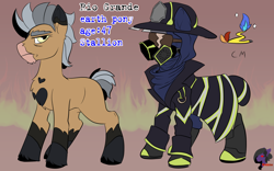 Size: 1920x1200 | Tagged: safe, artist:brainiac, imported from derpibooru, oc, oc only, oc:rio grande, earth pony, pony, firefighter, male, reference, reference sheet, solo, stallion