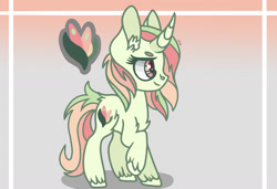 Size: 2388x1638 | Tagged: safe, artist:caramelbolt24, imported from derpibooru, oc, oc only, oc:floral ferns, pony, unicorn, chest fluff, ear fluff, female, horn, magical lesbian spawn, mare, offspring, parent:applejack, parent:fluttershy, parents:appleshy, raised hoof, smiling, solo, unicorn oc, unshorn fetlocks