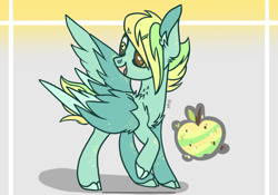 Size: 2388x1668 | Tagged: safe, artist:caramelbolt24, artist:teepew, imported from derpibooru, oc, oc only, oc:zap apple, pegasus, pony, base used, chest fluff, cloven hooves, ear fluff, looking back, magical lesbian spawn, offspring, open mouth, parent:applejack, parent:rainbow dash, parents:appledash, pegasus oc, solo, two toned wings, wings