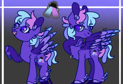 Size: 2388x1637 | Tagged: safe, artist:caramelbolt24, imported from derpibooru, oc, oc:midnight rave, pegasus, pony, abstract background, chest fluff, duo, ear fluff, feathered fetlocks, female, magical lesbian spawn, male, mare, offspring, open mouth, parent:pinkie pie, parent:rainbow dash, parents:pinkiedash, pegasus oc, smiling, stallion, transgender, underhoof, wings