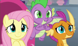 Size: 656x390 | Tagged: safe, imported from derpibooru, screencap, fluttershy, smolder, spike, dragon, pony, sweet and smoky, animated, cute, dragoness, eye shimmer, female, flying, pleading, shyabetes, smiling, smolderbetes, spikabetes, sweet dreams fuel, trio, weapons-grade cute, winged spike, wings