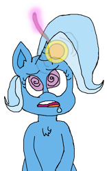 Size: 555x888 | Tagged: safe, artist:xppp1n, imported from ponybooru, trixie, pony, unicorn, chest fluff, drool, female, hypnosis, looking at something, looking up, magic, mare, open mouth, pocket watch, simple background, solo, swirly eyes, telekinesis, transparent background