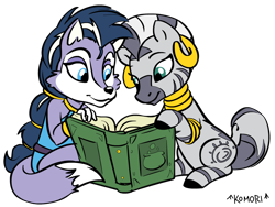 Size: 1024x768 | Tagged: safe, artist:wolfn85, imported from derpibooru, zecora, book, crossover, cute, lupe wolf, my little pony, reading, sonic the hedgehog (series)