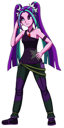 Size: 1496x3000 | Tagged: safe, artist:artemis-polara, imported from derpibooru, aria blaze, equestria girls, arm band, belt, clothes, pants, shirt, shoes, simple background, sleeveless, torn clothes, transparent background