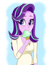 Size: 3000x3800 | Tagged: safe, artist:cobra0281, imported from derpibooru, starlight glimmer, human, equestria girls, food, ice cream, simple background, solo