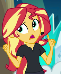 Size: 597x720 | Tagged: safe, imported from derpibooru, screencap, sunset shimmer, all the world's off stage, equestria girls, equestria girls series, all the world's off stage: twilight sparkle, cropped, director shimmer, solo