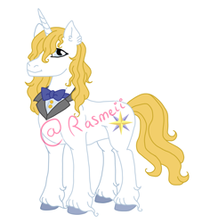 Size: 2131x2346 | Tagged: safe, artist:ponyrasmeii, imported from derpibooru, prince blueblood, pony, unicorn, bowtie, clothes, collar, redesign, simple background, solo, suit, watermark, white background