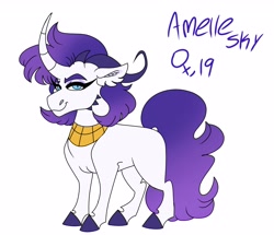 Size: 3239x2780 | Tagged: safe, artist:dodiejinx, imported from derpibooru, oc, oc only, oc:amelle sky, dracony, dragon, hybrid, pony, unicorn, female, interspecies offspring, mare, not rarity, offspring, parent:rarity, parent:spike, parents:sparity, simple background, solo, white background